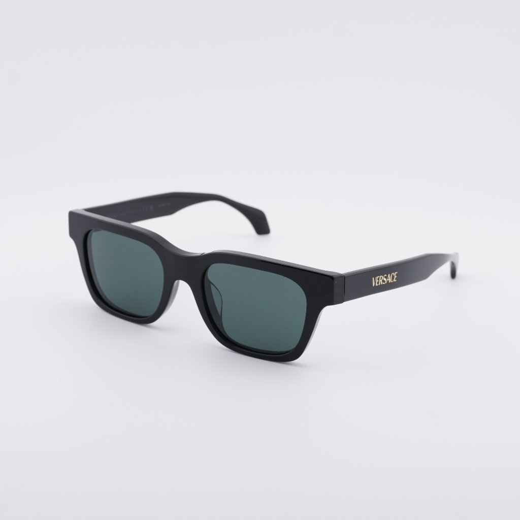 Versace Ve4486f Gb1/87 Sunglasses Shiny Black Square Frame, Dark Grey Lenses